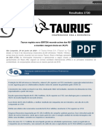 Resultados 1T20: Taurus Regista Novo EBITDA Recorde Acima Dos R$ 45 Milhões e Mantém Margem Bruta em 34,5%