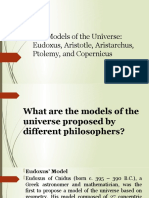 The Models of The Universe: Eudoxus, Aristotle, Aristarchus, Ptolemy, and Copernicus