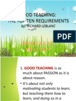 Good Teaching: The Top Ten Requirements