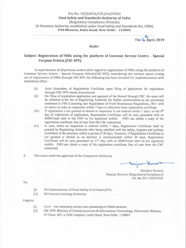 CSC Implementation Order30042019 PDF | PDF