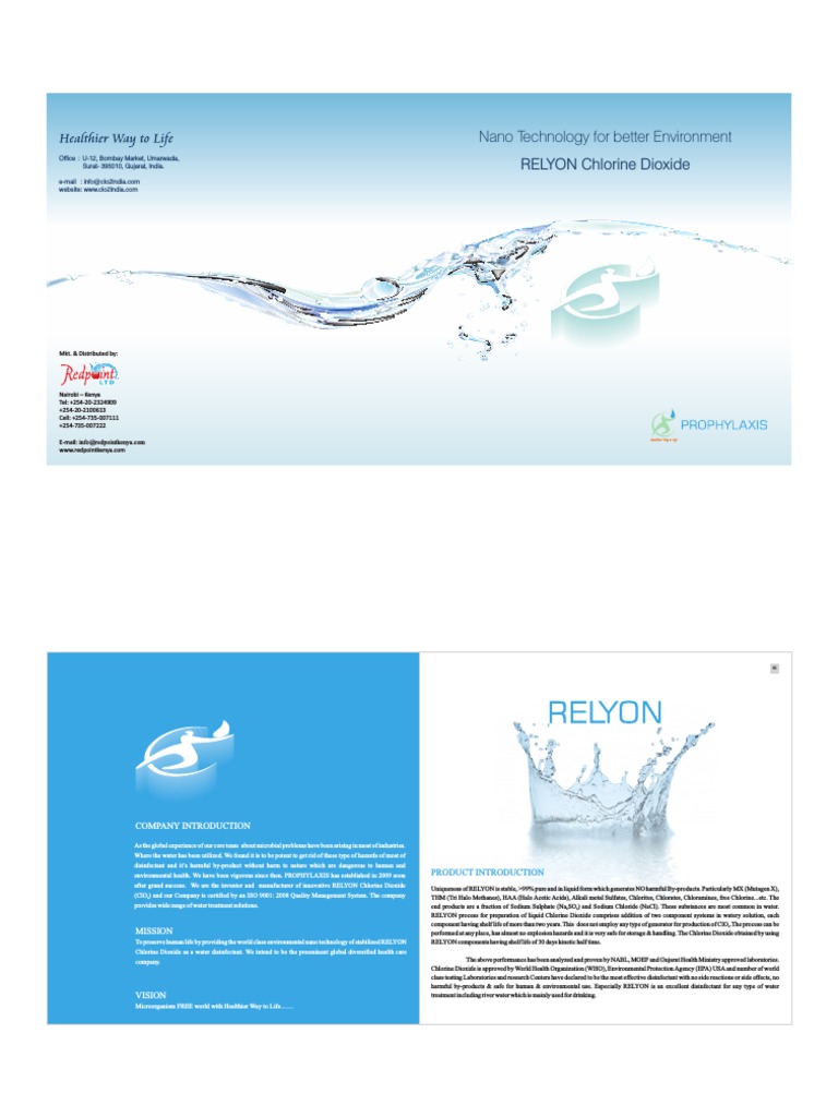 Catalog RELYON ClO2 Solution (0.76) PDF PDF Disinfectant Chlorine