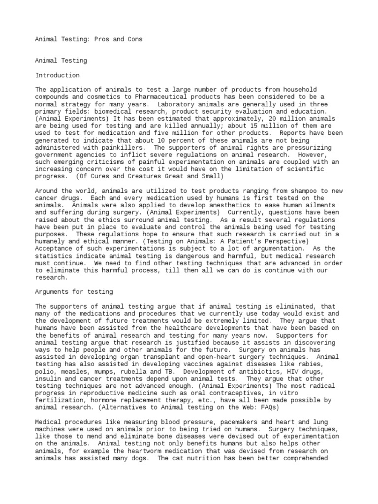 Animal Testing Pros and Cons | PDF | Animal Testing | Experiment