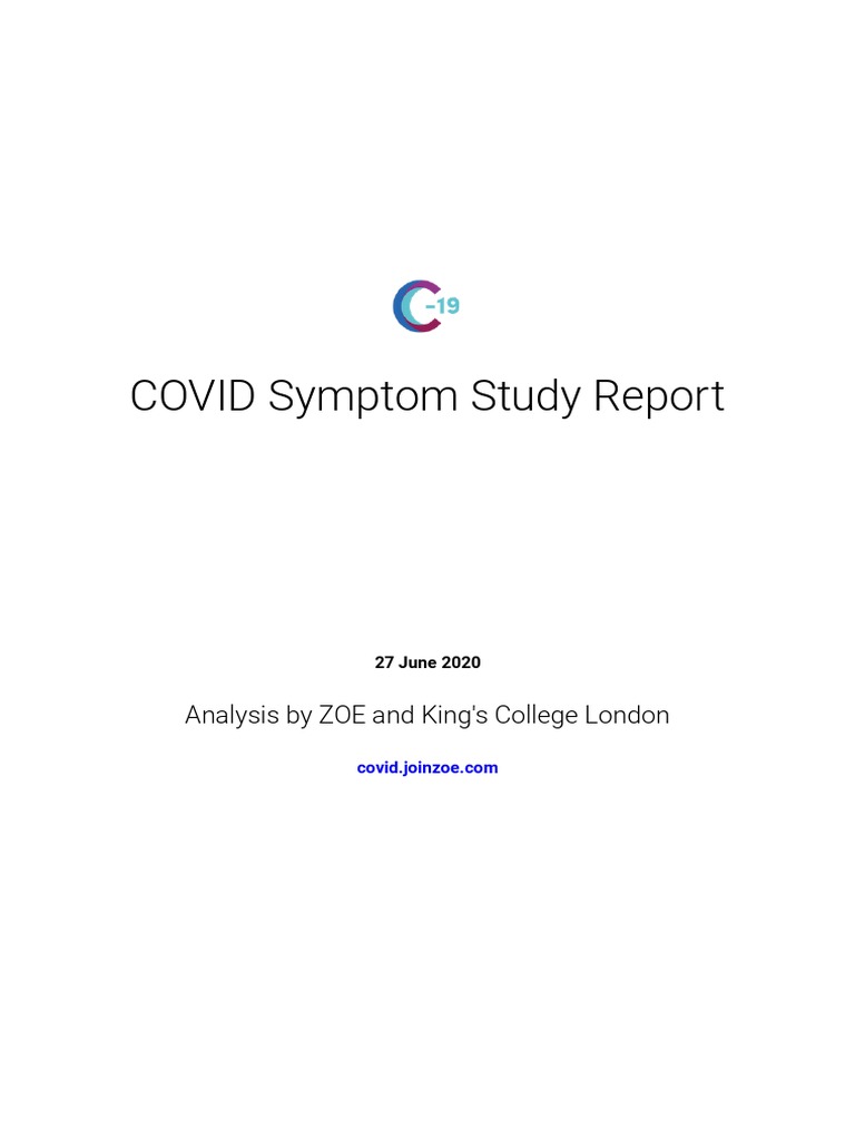 Covid Symptom Study Report PDF Symptom United Kingdom