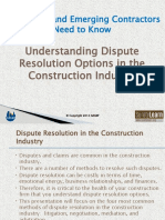 What Small and Emerging Contractors Need To Know: Understanding Dispute Resolution Options in The Construction Industry