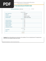 Telangana State Board of Intermediate Education: I Year General Results IPE MARCH-2020