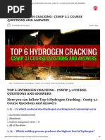 Top 6 Hydrogen Cracking - Cswip 3.1 Course Questions and Answers