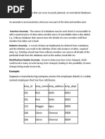 Normalization Data Anomalies