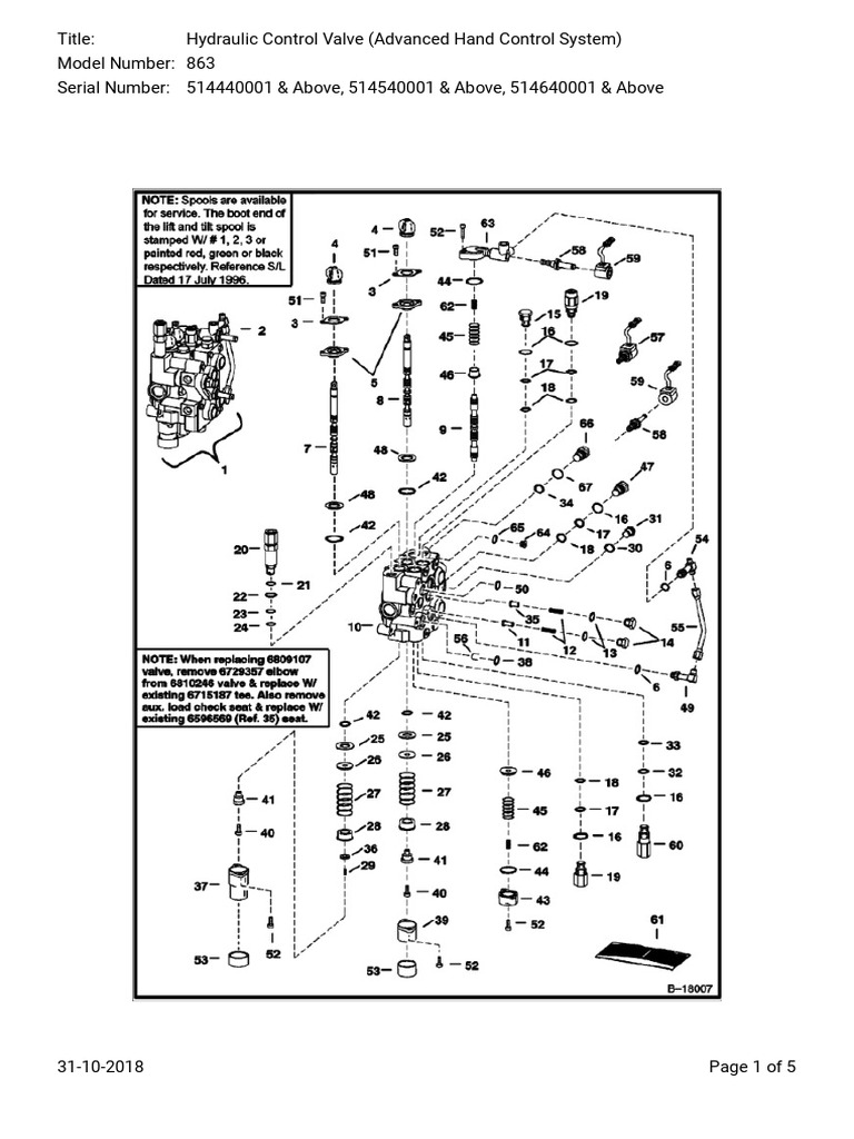 Bobcat 863 Hydraulic Control Valve Guide | PDF | Valve | Equipment