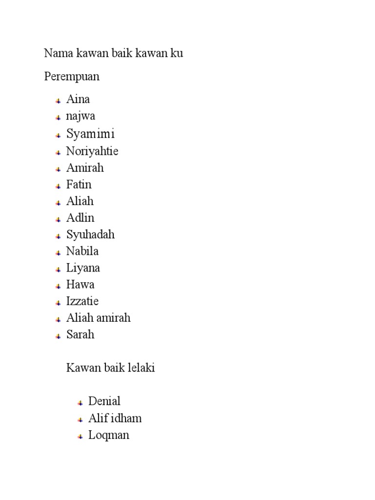 Biodata Ku Nama Kawan Baik Di Dalasm Kelas Ku Lelaki Perempuan Pdf