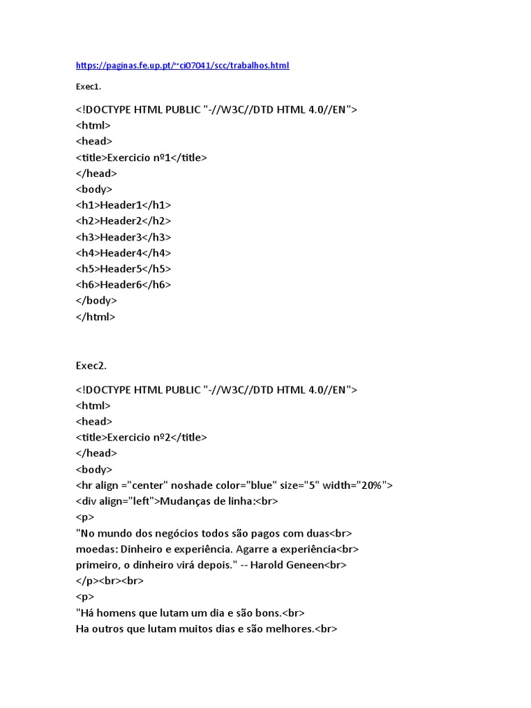 Documentação de Exemplos de HTML | PDF | Science | Ciência e Tecnologia