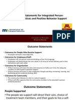 Outcome Statements For Integrated Person-Centered Practices and Positive Behavior Support