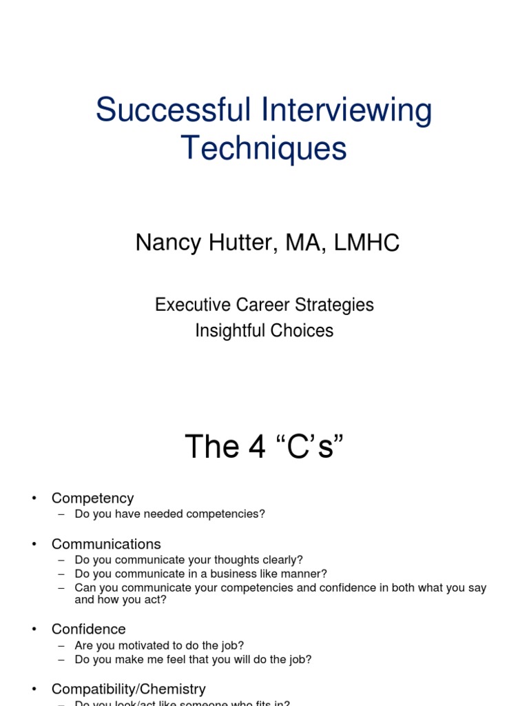 Successful Interview Techniques PDF | PDF | Question | Salary