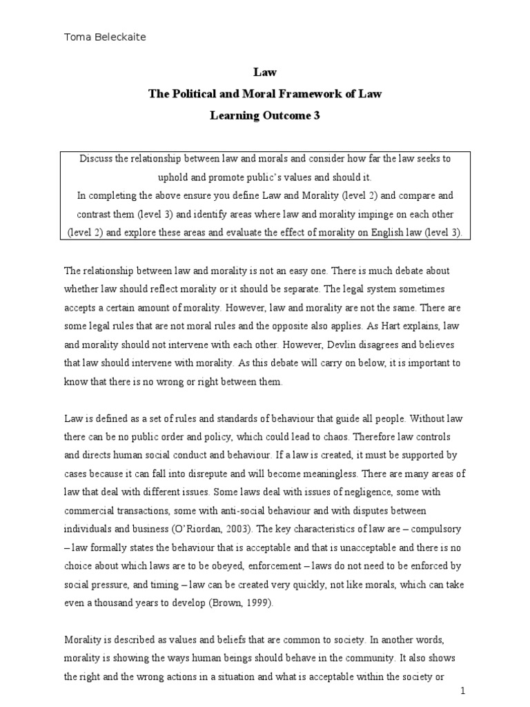 example of moral experience essay