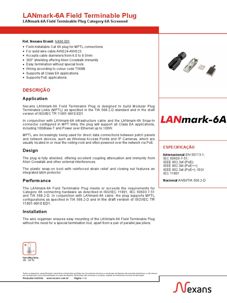 LANmark 6A Field Terminable Plug | PDF