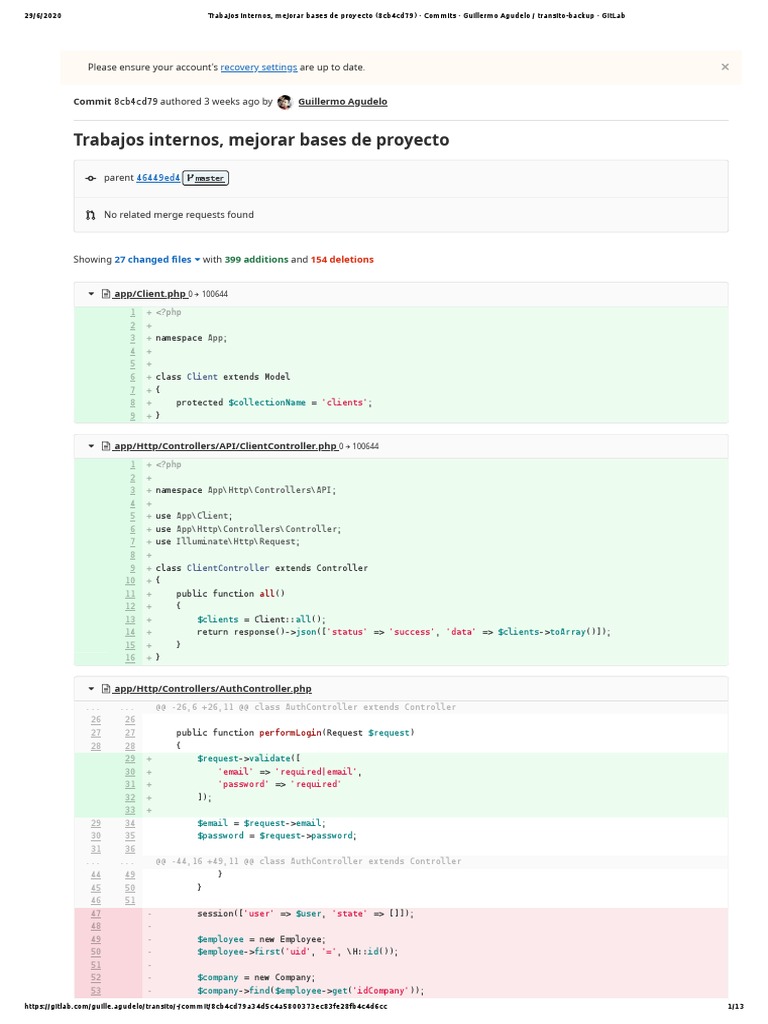 Trabajos Internos, Mejorar Bases de Proyecto: Commit Authored 3 Weeks ...