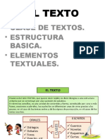 DIAPOSITIVA EL TEXTO (CLASES,ESTRUCTURA Y ELEMENTOS).