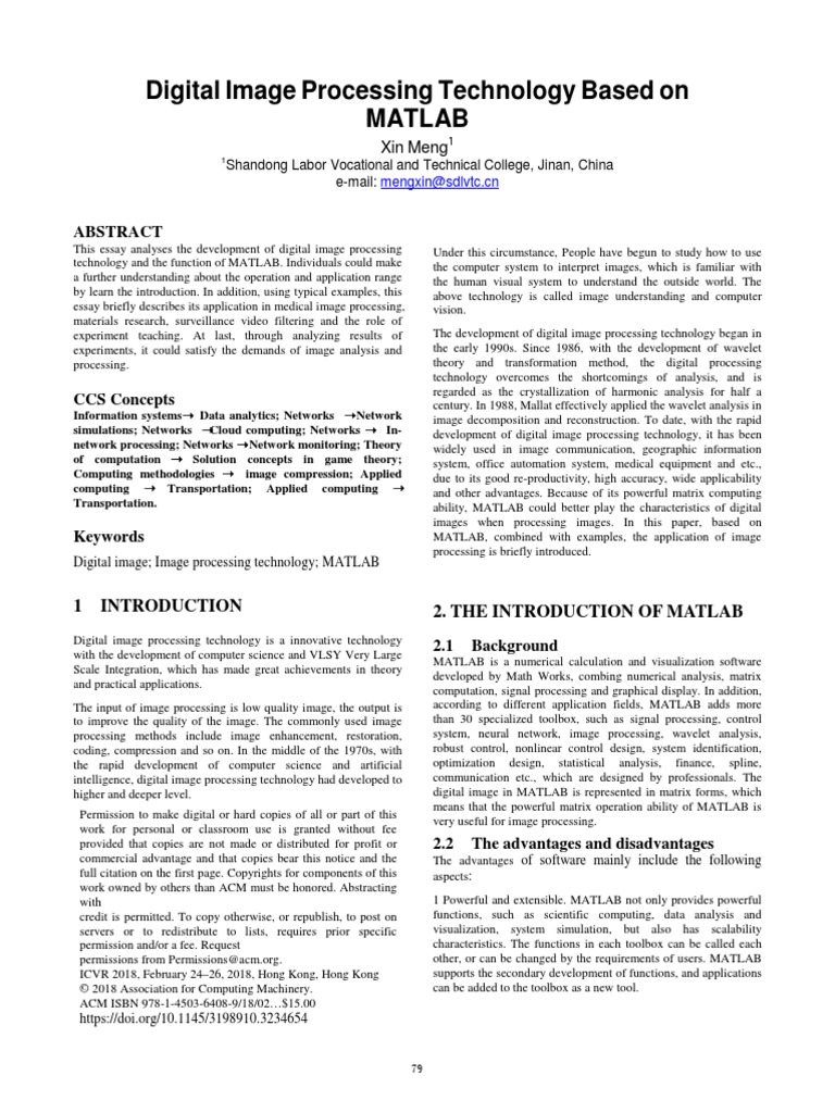 Digital Image Processing Technology Based On MATLAB | Download Free PDF ...