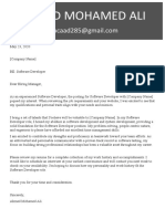 Software Developer Cover Letter for Company Name