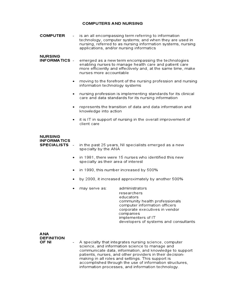 Nursing Informatics and Technology Overview | PDF | Health Informatics ...