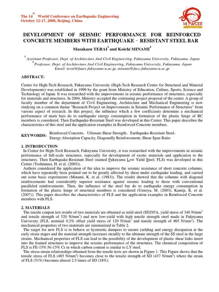 Development of Seismic Performance For Reinforced Concrete Members With ...