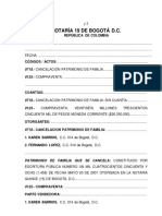 CANCELACION DE PATRIMONIO DE FAMILIA Y VENTA Propiedad Horizontal PDF