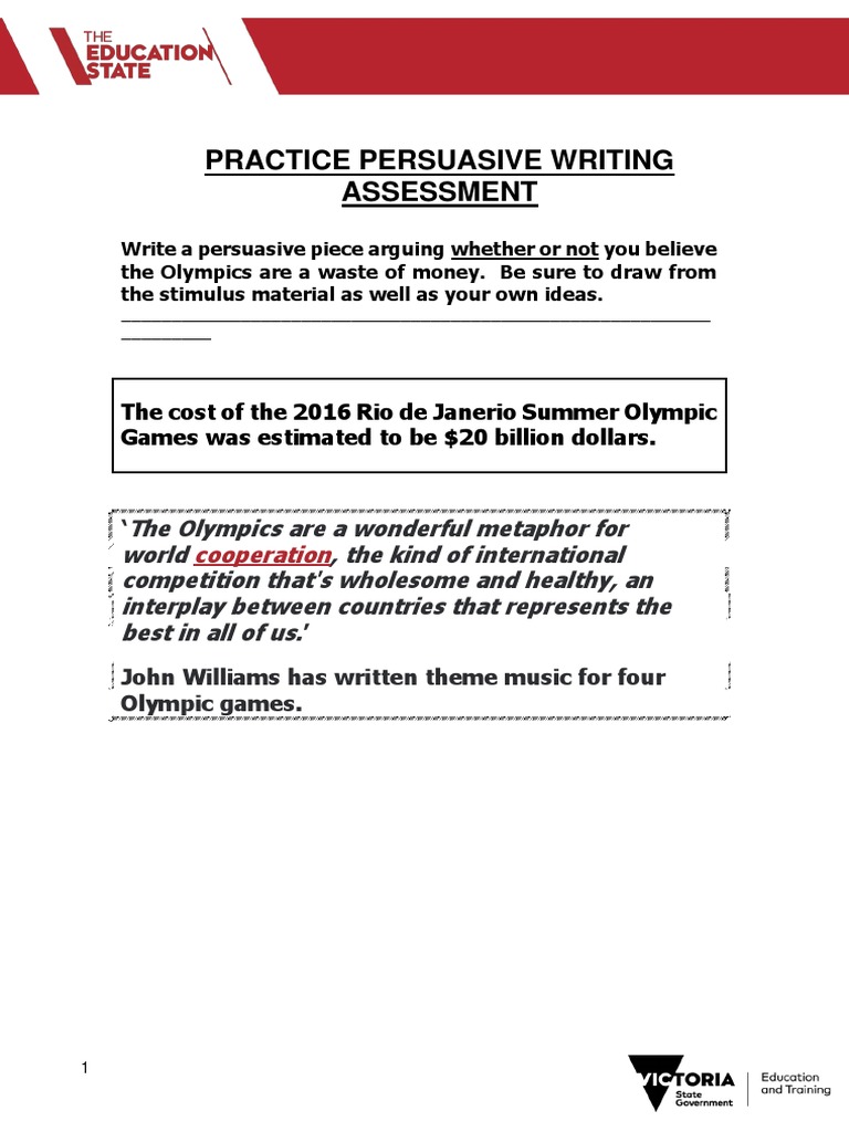 Practice Persuasive Writing Assessment | PDF | Cognitive Science ...