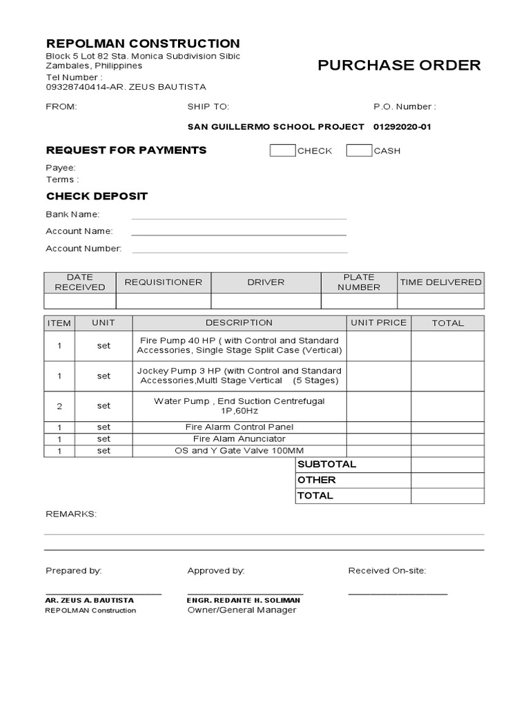 Repolman Construction Payment Request | PDF