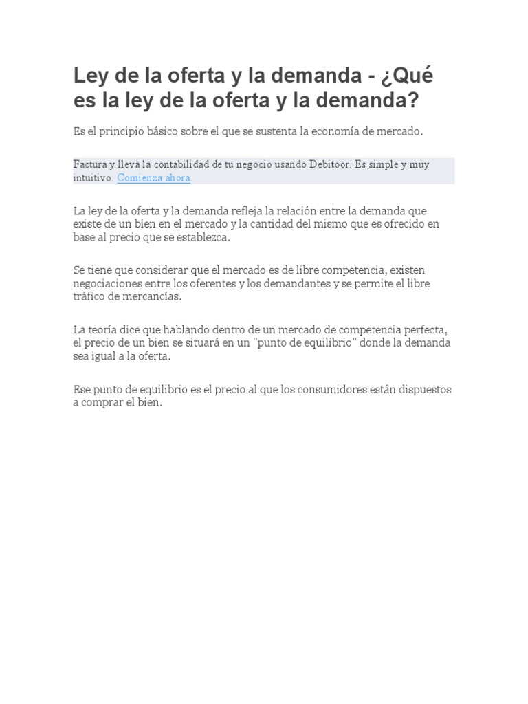 Ley de La Oferta y La Demanda | PDF | Oferta y demanda | Elasticidad ...