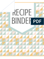 Recipe Binder Geometric Design Fillable Printable