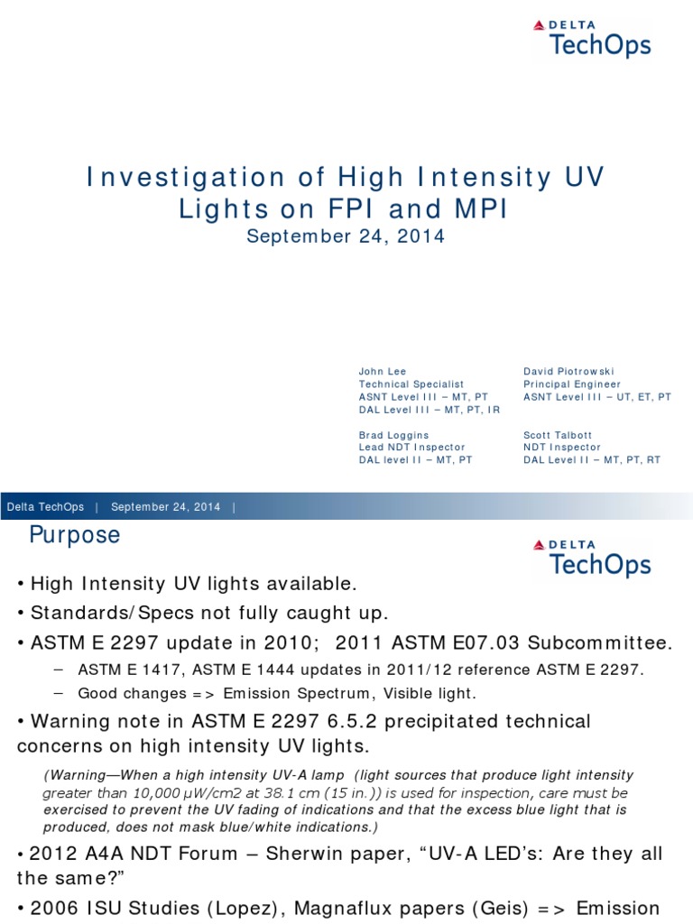 Investigation of High Intensity UV Lights On FPI and MPI September 24
