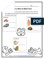 Bear y Nice To Meet You!: Directions: Fill in The Correct Words Using The Pictures Clues. Then Turn