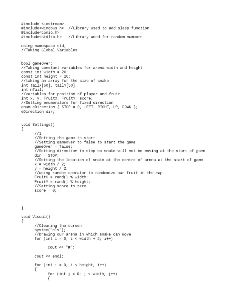 C++ Snake Game Code PDF Computer Programming Software Engineering
