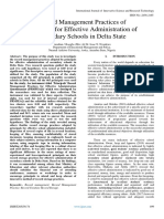 Record Management Practices of Principals For Effective Administration of Secondary Schools in Delta State