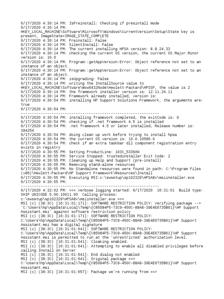 HP Support Solutions Framework Install | PDF | Microsoft Windows ...