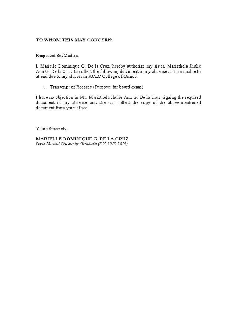 Authorization for Document Collection | PDF
