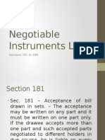 Negotiable Instruments Law: Sections 181 To 186