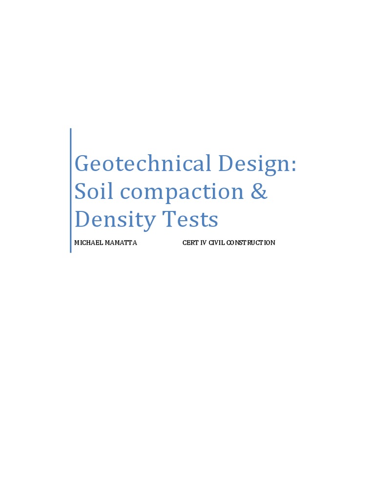 Geotechnical Design Soil Testing Final Report PDF Density Soil