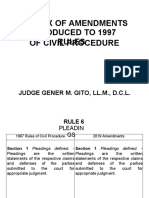 Matrix of Amendments To 1997 Rules of Civil Procedure