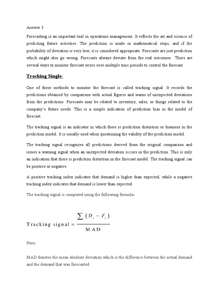 Understanding Tracking Signals in Forecasting | PDF | Forecasting ...