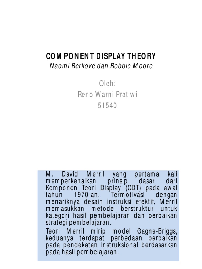 Teori Komponen Display dalam Desain Instruksional | PDF | Karier ...