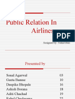 Public Relation in Airlines: Assigned By: Nahid Bari