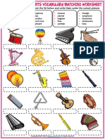 Musical Instruments Vocabulary Esl Matching Exercise Worksheet For Kids PDF