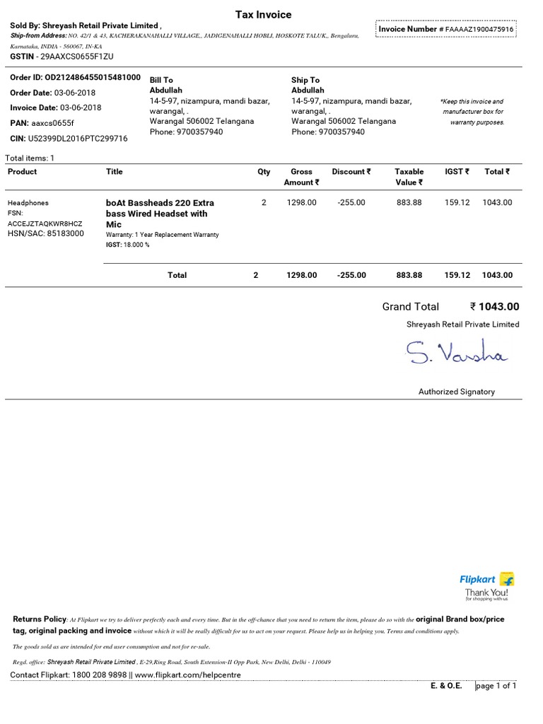 Boat Bassheads 220 Extra Bass Wired Headset With Mic Grand Total 1043.