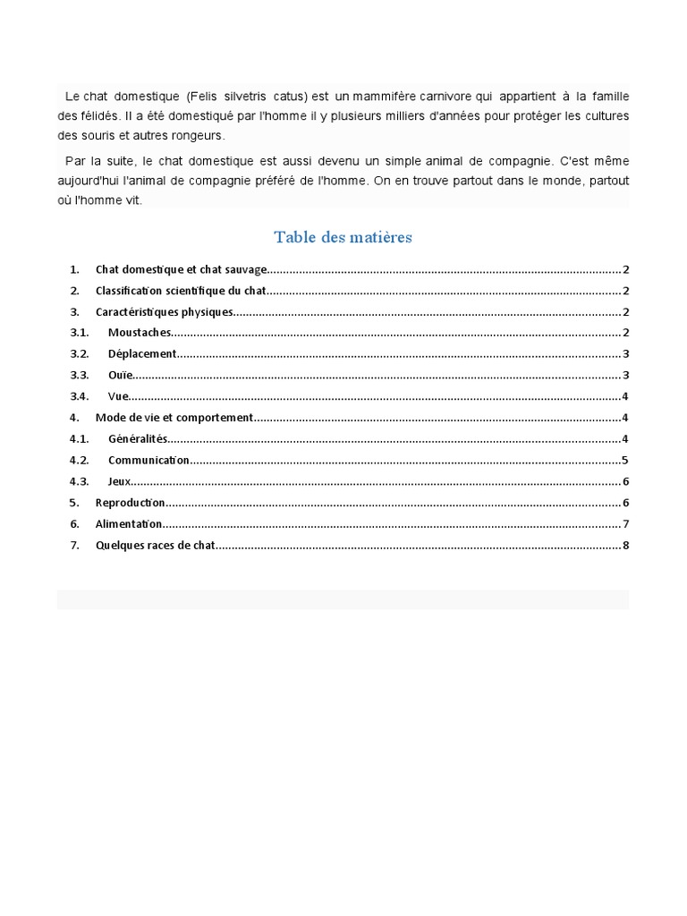 Expose Sur Le Chat Chats Domestication