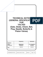 Technical Notes (General Specification) FOR Valves (Gate, Globe, Check, Ball, Plug, Needle, Butterfly & Piston Valves)