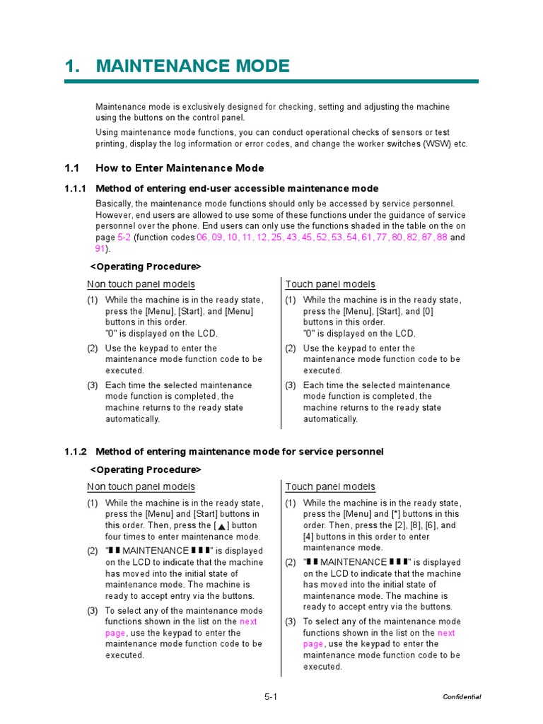 1.1 How To Enter Maintenance Mode | PDF | Menu (Computing) | Touchscreen