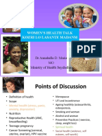 Women'S Health Talk Kozri Lo Lasante Madanm: DR Annabelle D. Marie MO Ministry of Health Seychelles