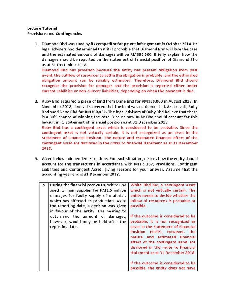 Accounting for Provisions and Contingencies | PDF | Balance Sheet ...