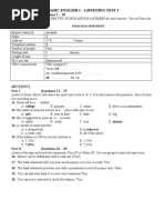 Basic English 1 - Listening Test 3: Section 1: Questions 1 - 10