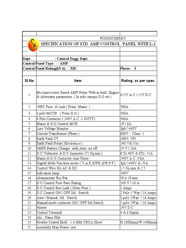 320 Kva AMF Panel | PDF | Direct Current | Mains Electricity